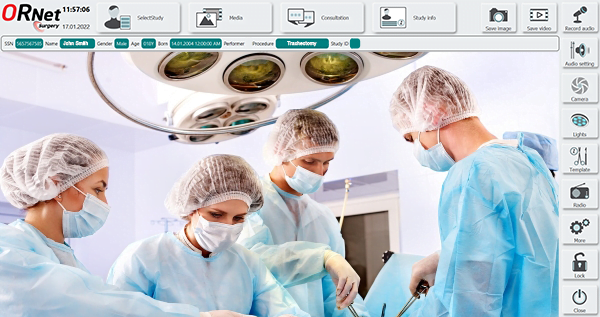 ORNet user Interface with integrated medical devices
